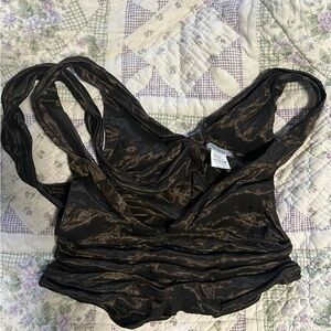 Sarah Pacini Shimmering Crinkle Chocolate Top